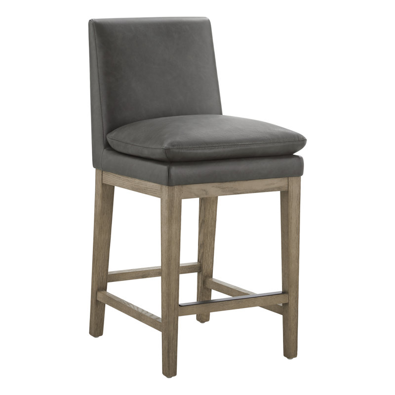 Tabouret de comptoir rembourré en cuir Bethea, 2, Ardoise Copley