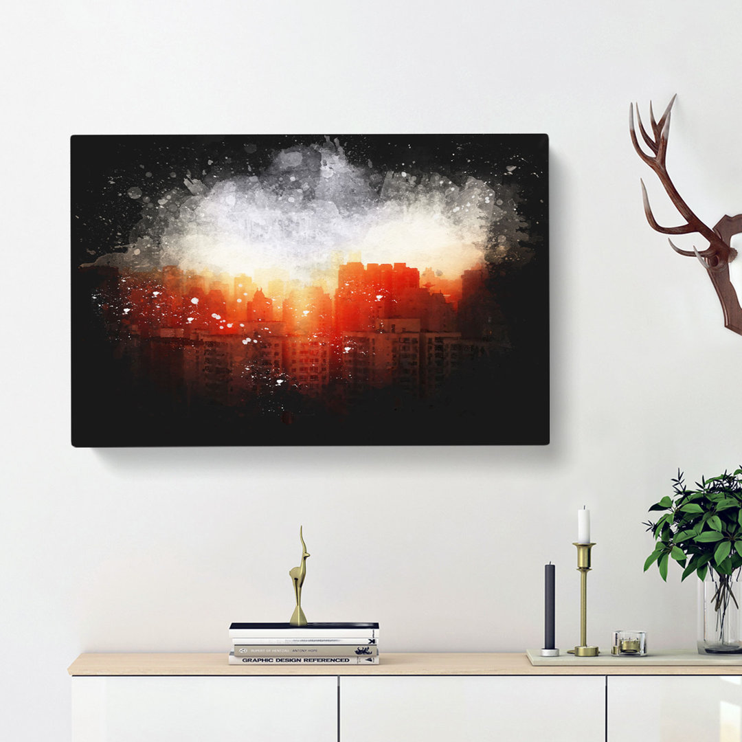Beijing Skyline At Sunset - Wrapped Canvas