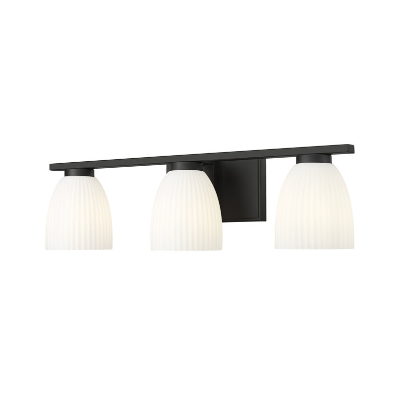 Mateo Modern Vanity, Matte Black, 6.5" H x 24" W x 6.5" D, 3 Lights