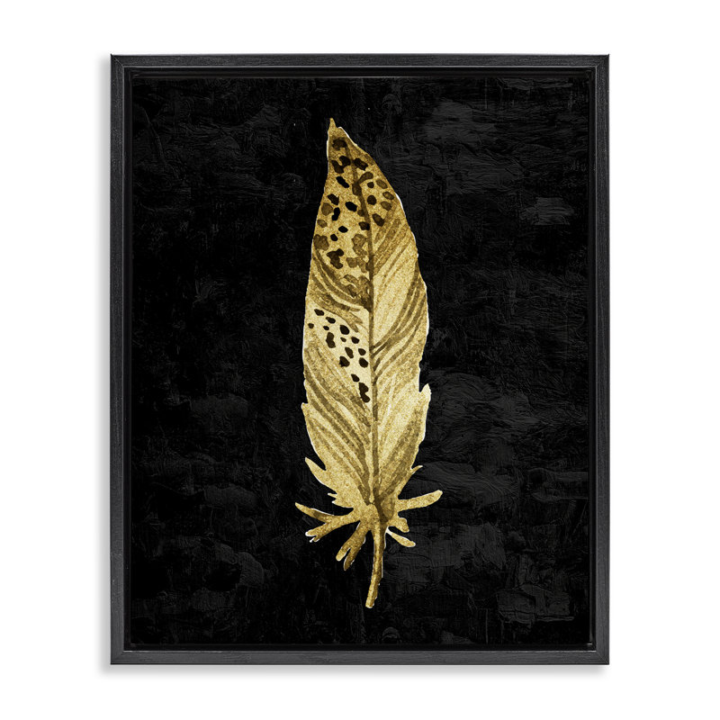 Plume mouchetée sur cadre flottant noir, design par Kim Allen, Cadre flottant noir de jais, H 21 po x l 17 po