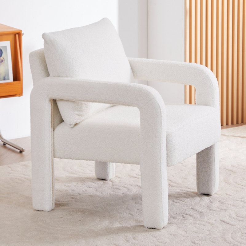 Upholstered Armchair, White Teddy