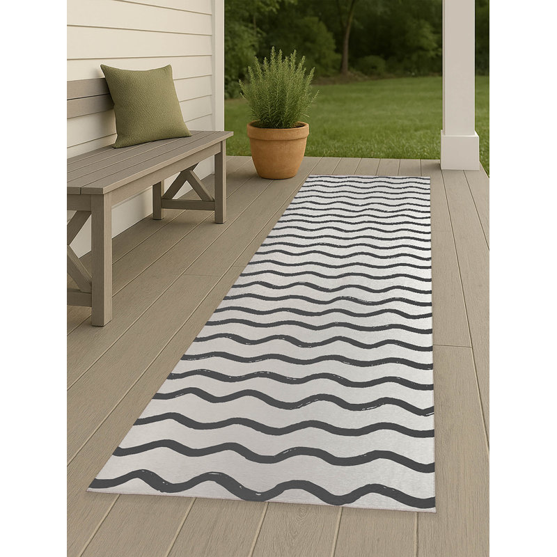 Wiggle Row Non-Slip Outdoor Rug, Runner 2'6" x 8'