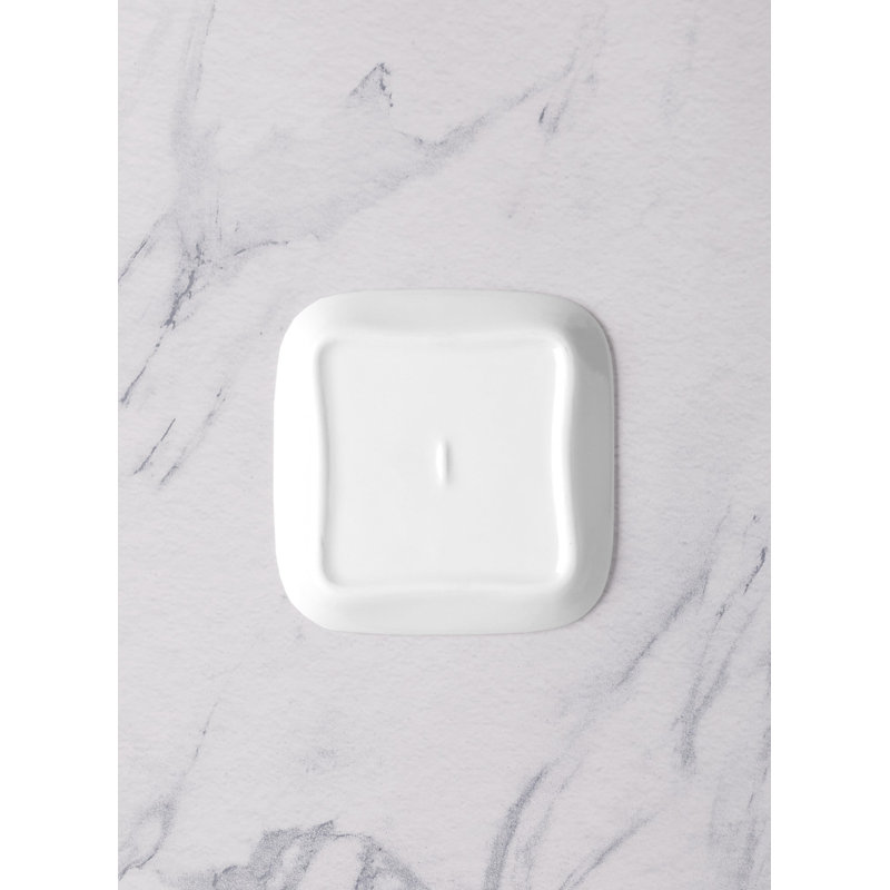 MINIATURE Premium Porcelain Miniature Ivory Square Plate, 4.5"x4.5" | Microwave & Dishwasher Safe