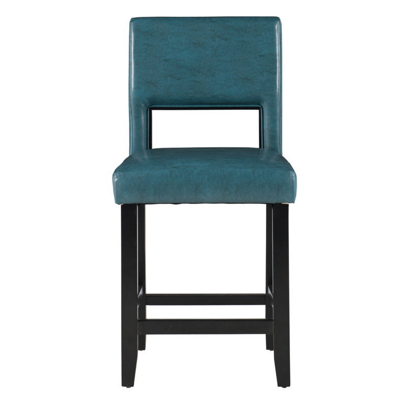 Tabouret de bar et de comptoir Veda, Tabouret de comptoir (assise de 24 po de hauteur), Bleu Aegean