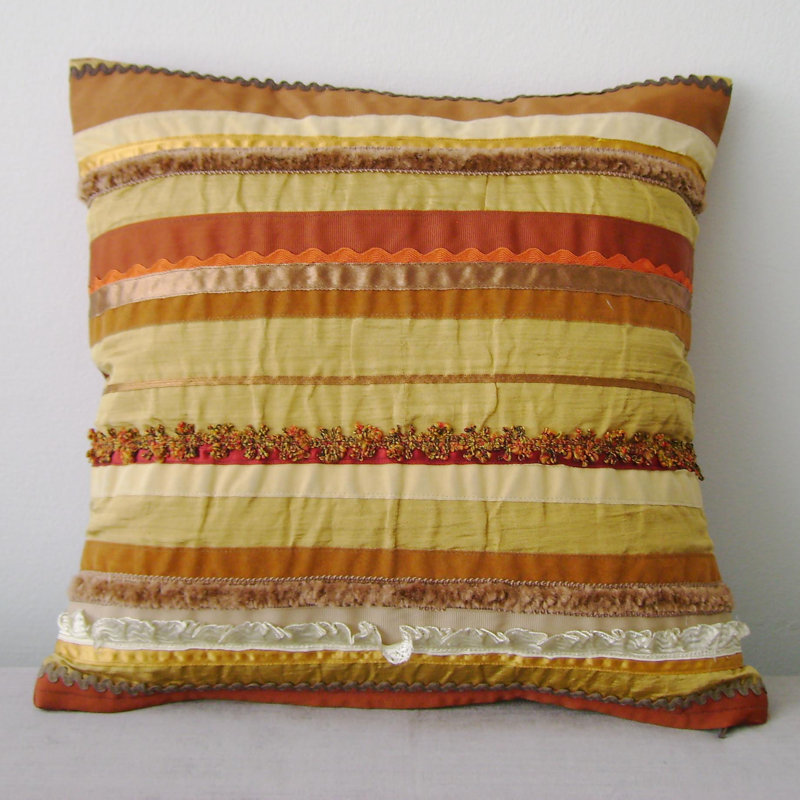 Lovell Striped Square Throw Cushion, Gold