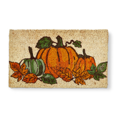 Harvest Pumpkin Coir Outdoor Indoor Door Mat Orange Thanksgiving