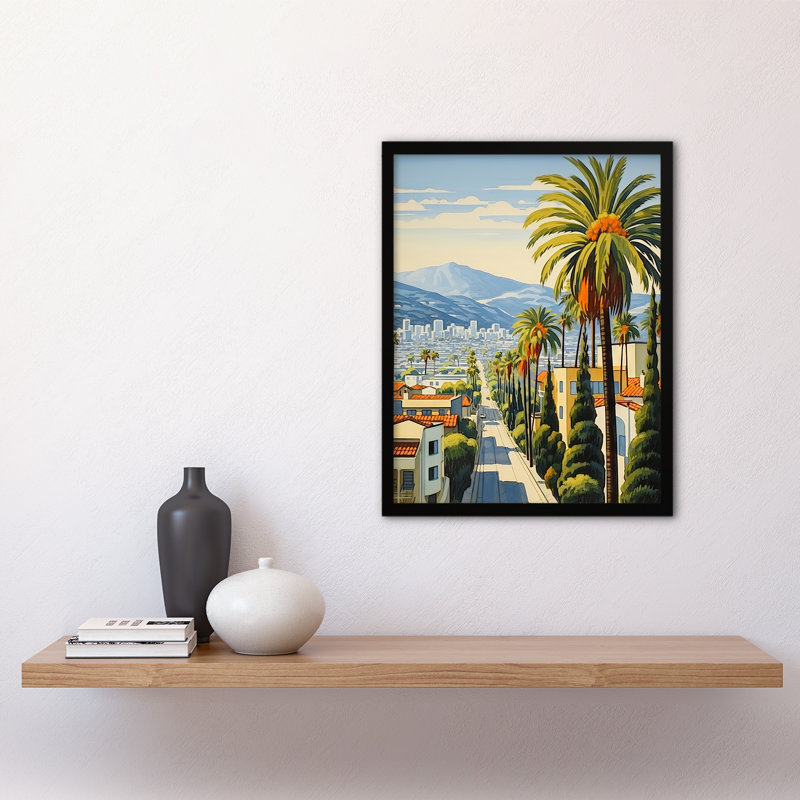 Sunset Strip Los Angeles California Palm Tree Cityscape - Single Picture Frame Print