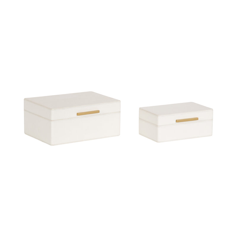 Ensemble de 2 boîtes de rangement en cuir Namina, Blanc