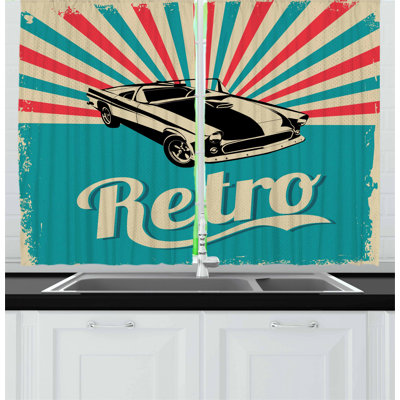 Cars 2 Piece Kitchen Curtain