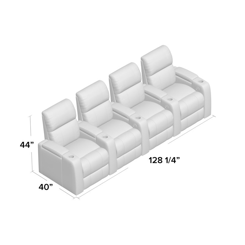 Siège de cinéma à large rangée avec porte-gobelet 128 po Chrysander, Électrique, Sangria Smartsuede