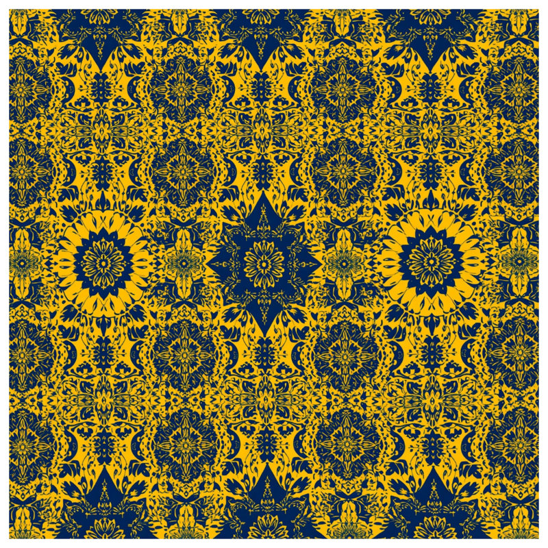 Édredon damassé jaune et bleu, King