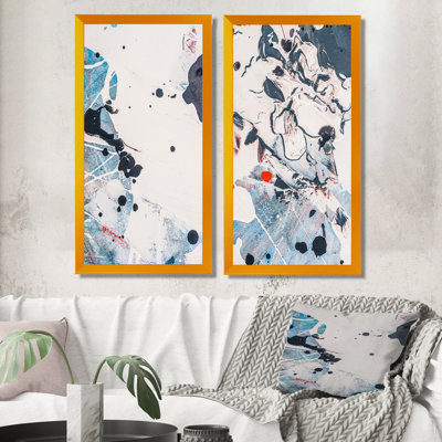 «Black and Blue Paint Stains», ensemble de 2 peintures sur toiles