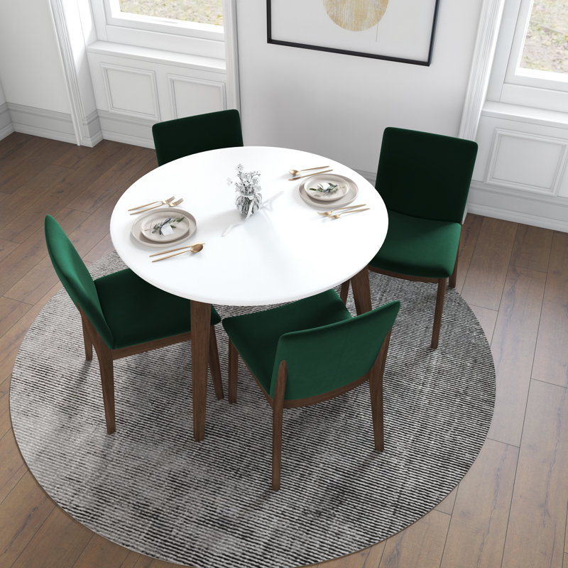 Dehate 4 - Person Solid Wood Top Four Leg Dining Set, Green