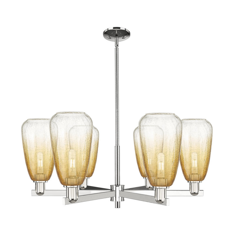 Lustre suspendu 6 lumières Glossop, Ambre, Nickel poli