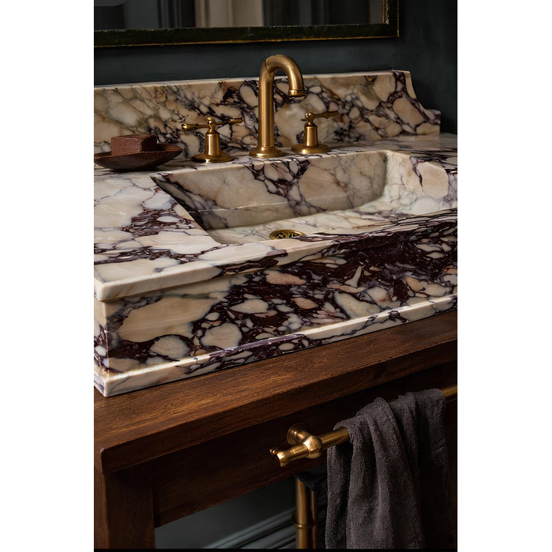 Lavabo en marbre fait main Calacatta Viola