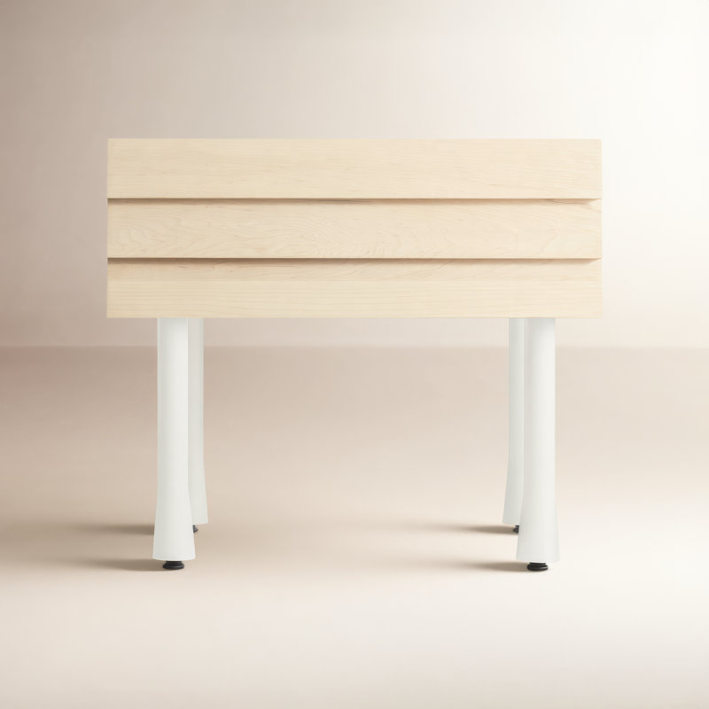 Lap 21.7'' W Solid Wood Nightstand, Whitewashed Maple / White