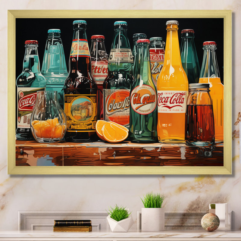 Pop 1950's Cocktail Emotion II sur toile, Cadre doré à une seule photo, H 12 po x l 20 po x P 1 po