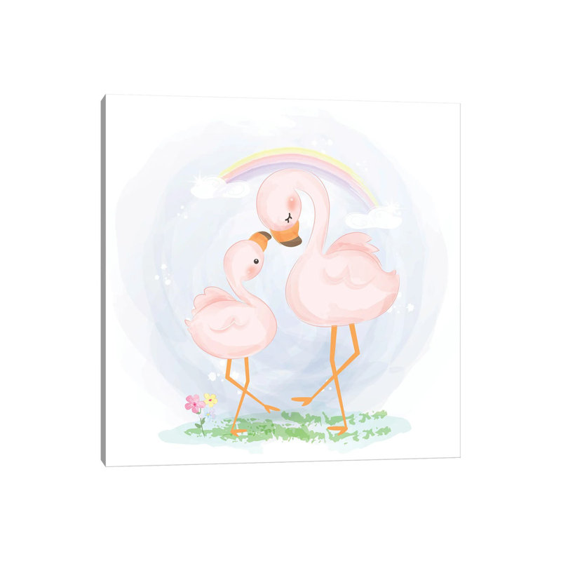 Mommy And Baby Flamingo by Art Mirano - Wrapped Canvas Painting, 45.72cm H x 45.72cm W x 1.91cm D