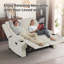 Causeuse inclinable manuelle moderne en chenille avec porte-gobelets et accoudoirs de rangement, dossier réglable, design compact pour le salon - beige-1331997549
