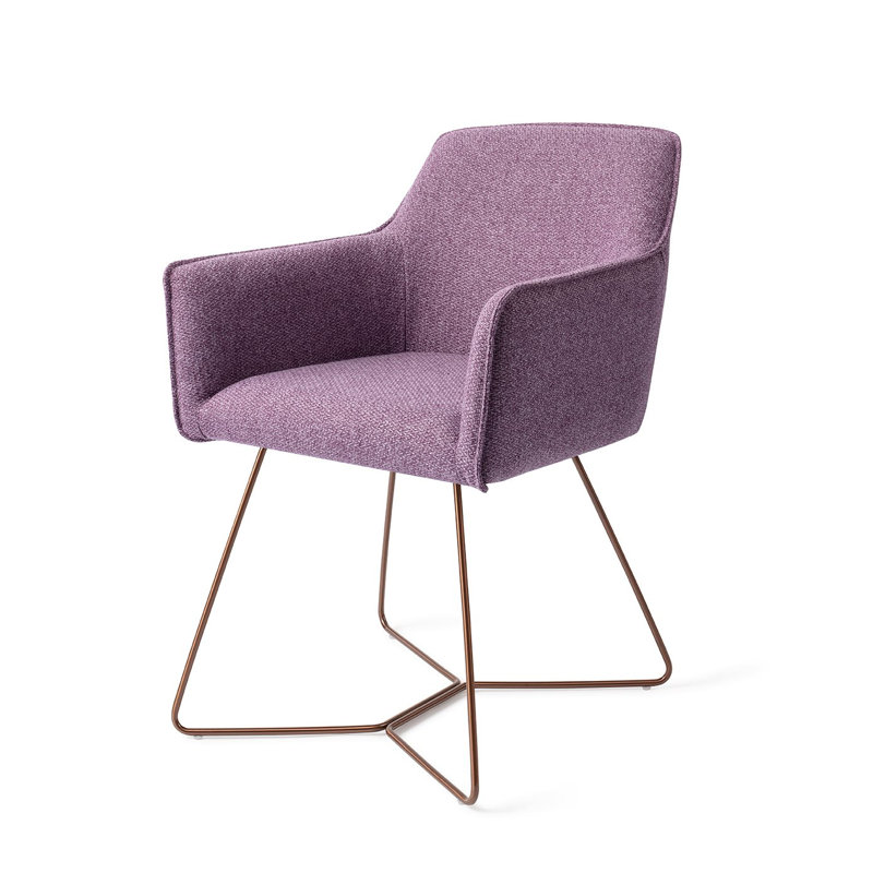 Dashall 123.19cm H Polyester Upholstered Metal Armchair, Purple, Rose