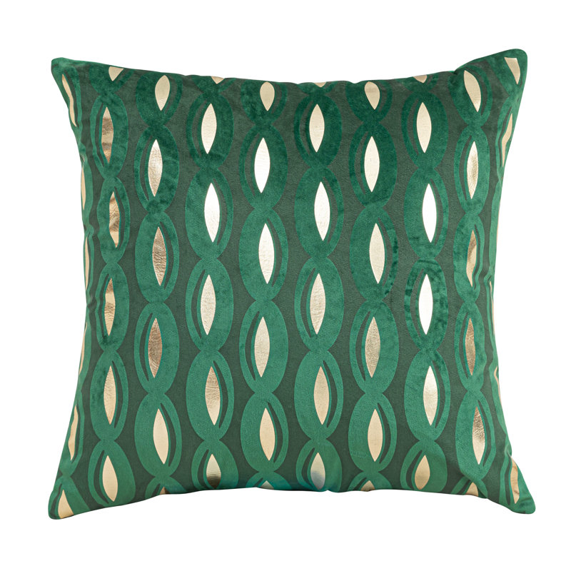 Housse de coussin carré en velours doré, Vert