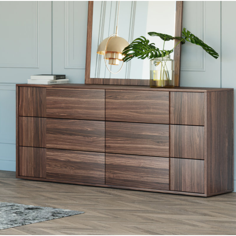 Bernhardiene 66'' W 6 - Drawer Dresser, Walnut