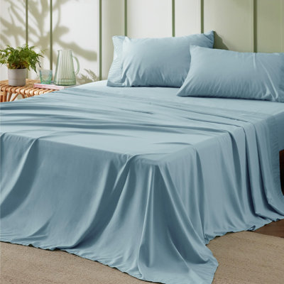 Bedsure Polyester Microfiber Sheet Set Hotel Luxury Sheets, Easy Care Cooling Bed Sheet Set 84GSM(89" x 101")GentleSoft™️