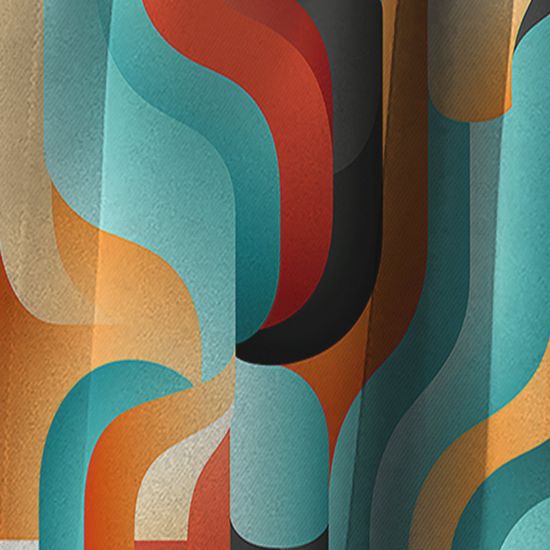 Illusion de labyrinthe bleu et orange - Rideau Mid-Century - Rideau géométrique occultant - 1 panneau, L 52 po x L 84 po