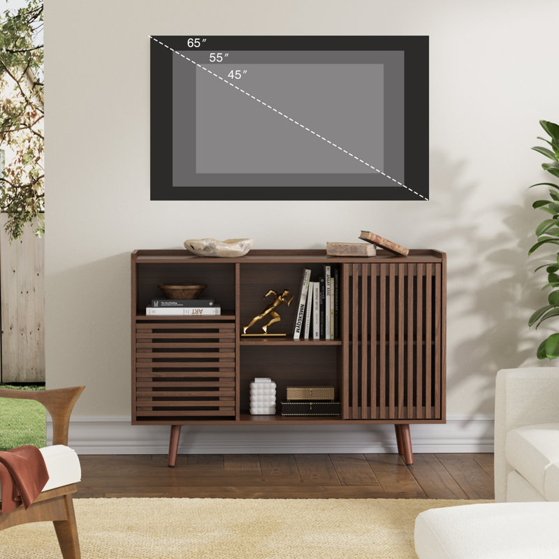 Buffet 47,2 "Mid-centery Buffet avec rangement, Brun