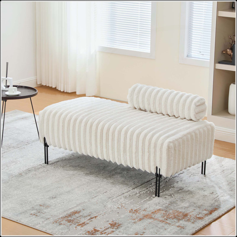Mini causeuse 49,6 po en fausse fourrure avec dossier réglable, Beige