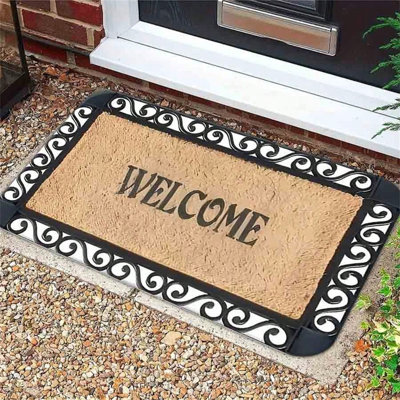Tapis de sol rectangulaire imprimé 3 pièces - Tapis de bienvenue élégant | Paillasson Durable Coir Revers antidérapant: 40 x 60 cm + 50 x 80 cm + 45 x 120 cm
