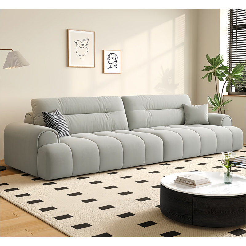 Canapé moderne en tissu simple, H 33,46 po x l 106,3 po x P 39,37 po, Gris clair