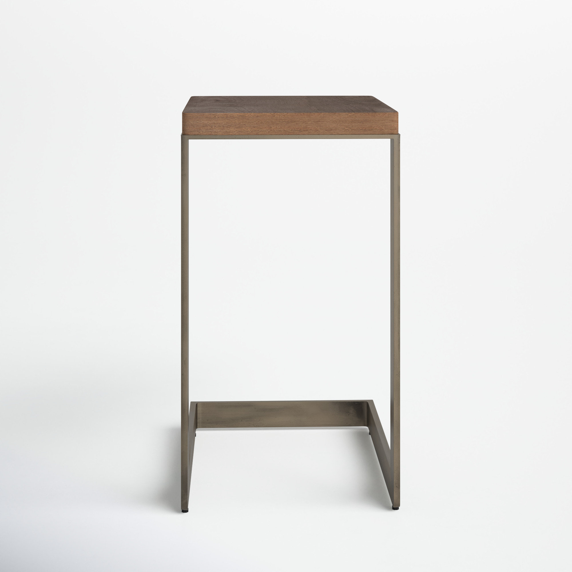 Tulane Solid Wood End Table, Medium Brown, Nickel
