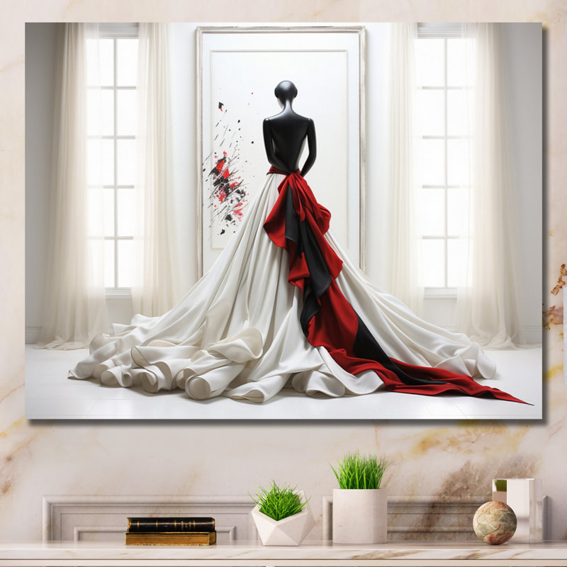 Rebouche Fashion - robe rouge élégance dévoilée II - imprimé, H 24 po x l 32 po x P 1 po, Toile tendue