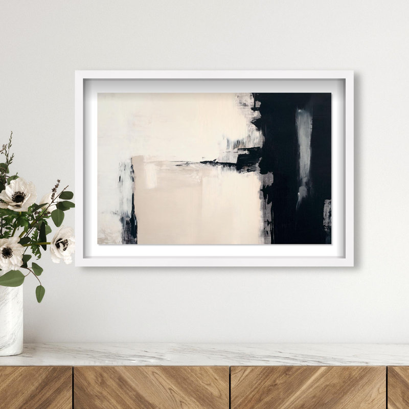 Oliver Gal Classic Contrast Abstract - Luxury Shadowbox Framed Wall Art, 17.5" H x 25.5" W, White
