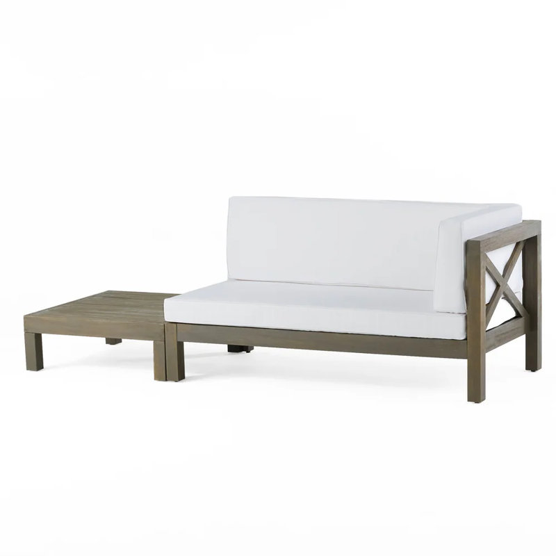 Banc d'angle | Bois d'acacia | Blanc | L 58,25 po x l 30,25 po x H 26,50 po