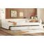 Lit plateforme double tapissier double avec USB et 2 tiroirs, beige