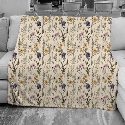 Vintage Botanical Fleece Blanket