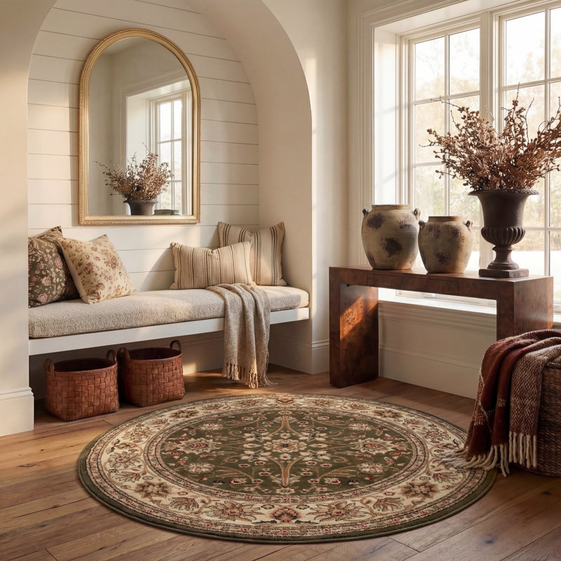 Lyndhurst Oriental Area Rug, Round 99 cm, Green