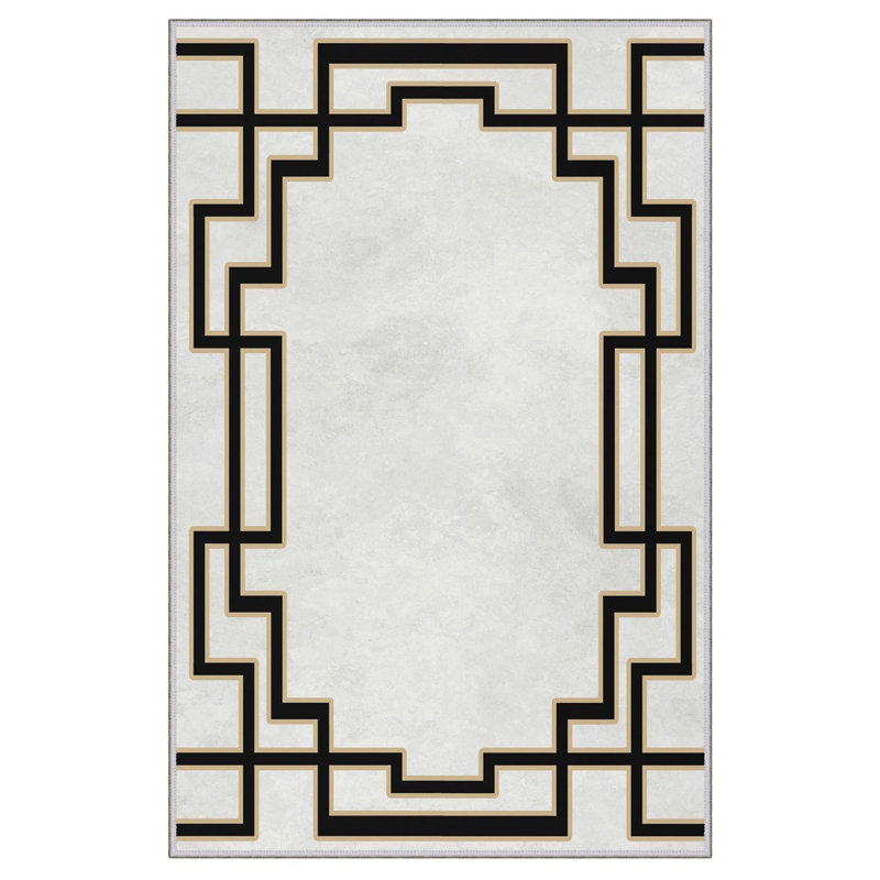 Tapis de couloir élégant, 2,6 x 6,6 pieds | 100% polyester, 650 g / m², hauteur des poils de 0,3 po | Pois antibactérien et antidérapant en PVC | Lavable à la machine, impression numérique 3D durable | Parfait pour la décoration intérieure