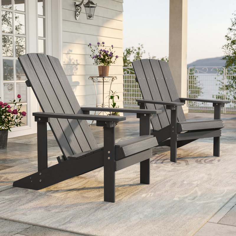 Chaise Adirondack en plastique Lall, Noir