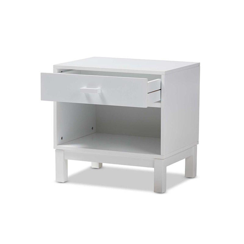 Table de chevet 1 tiroir Caden Delilah, Blanc