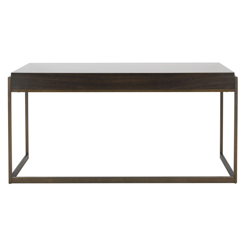 Vera Solid Wood Writing Desk, Smoked Eucalyptus/Bronze Plated