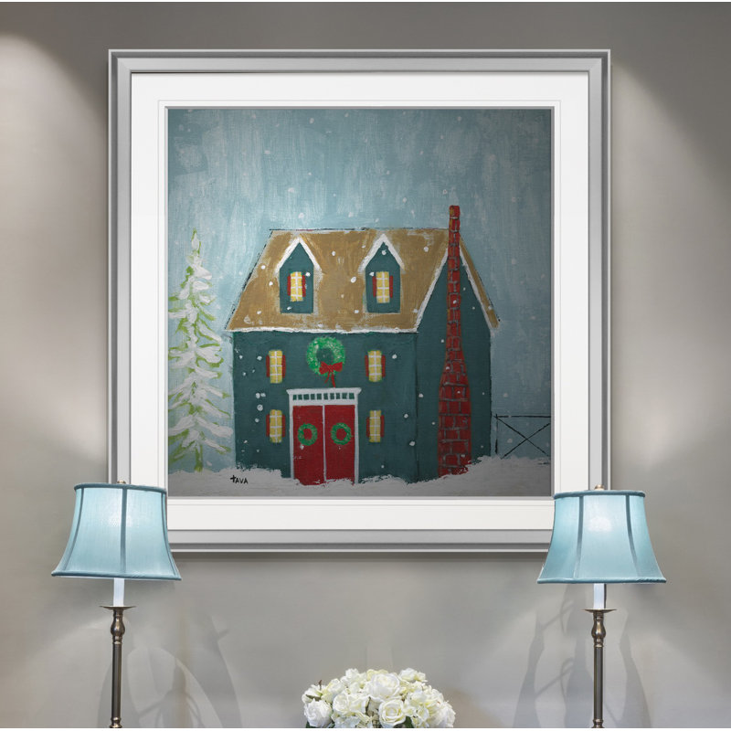 Prêt pour Noël - reproduction d'art sur papier, H 16 po x l 16 po x P 1,5 po, Encadrement argenté