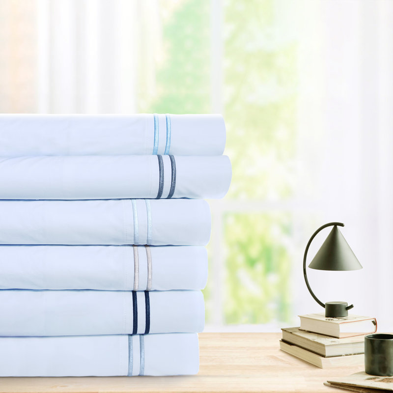 Paire de taies d'oreiller doubles en satin de coton à pointe double 100% Pointehaven 300 TC Percale, H 21 po x l 40 po