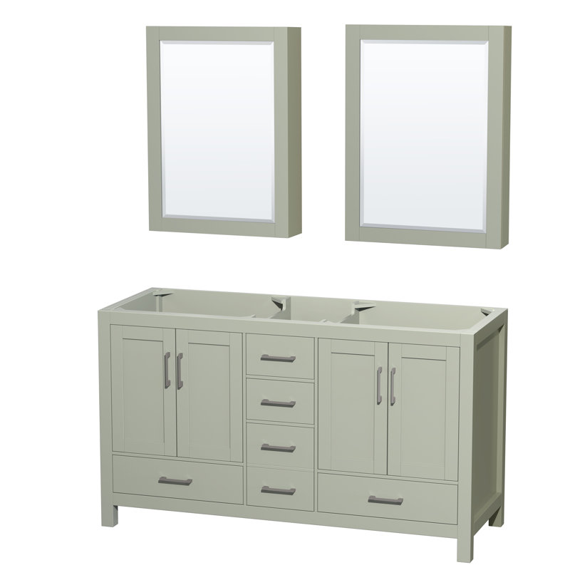 Sheffield 60" Double Bathroom Vanity Base Only, Light Green