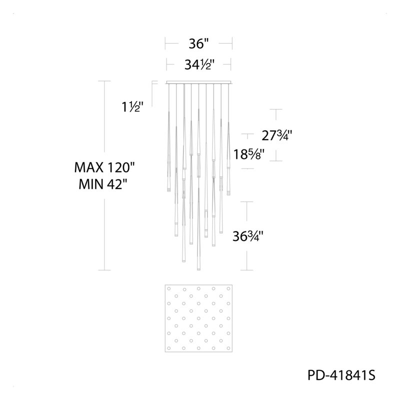 Luminaire suspendu Cascade, Noir, H 36,75 po x l 36 po x P 36 po, 41