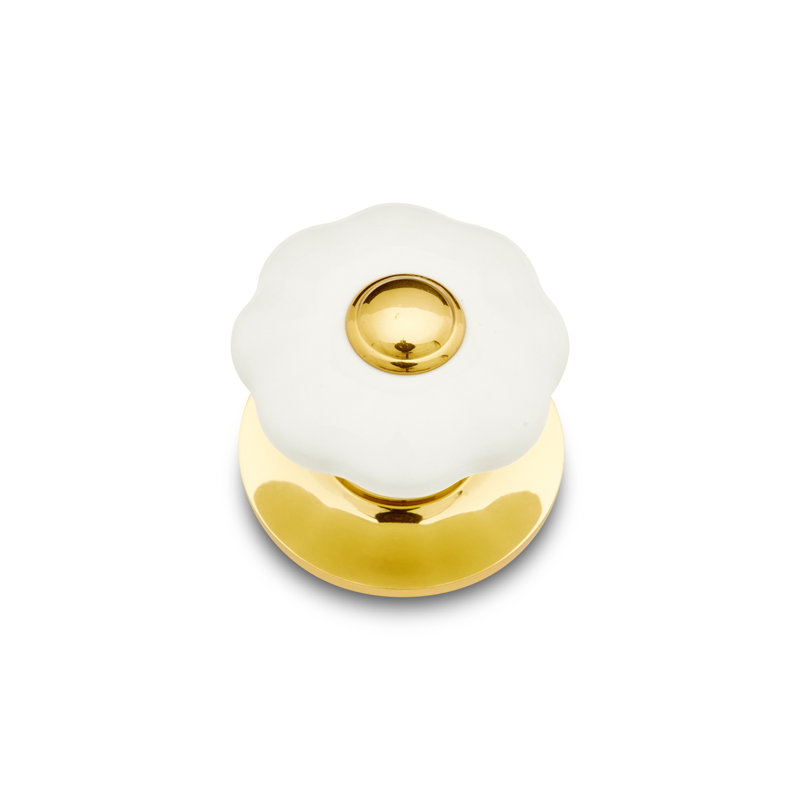 Bouton fleuri en porcelaine avec pointe en laiton CK Series