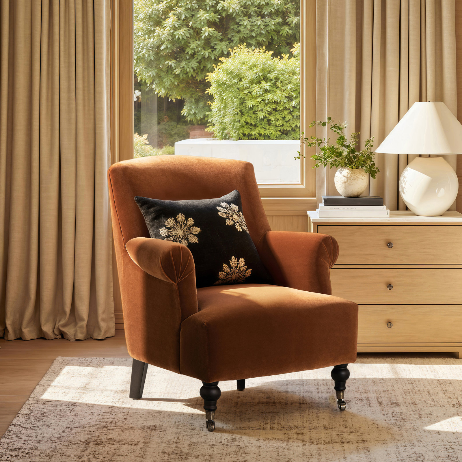 Naine Upholstered Armchair, Orange