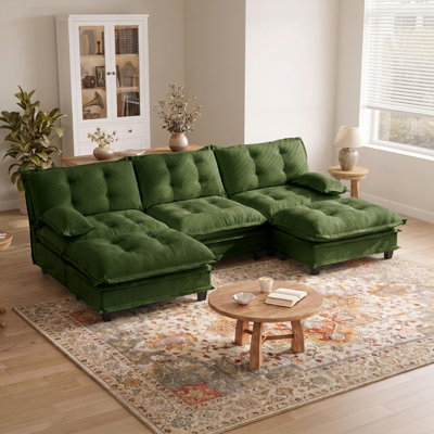 107" Modern U-Shaped Modular Sectional Sofa with 2 Ottomans, Deep Seat, Easy Assembly